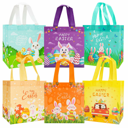 6 Stück Geschenktüten Ostern, Oster Tragetaschen mit Griffen 🎁🐰 Angebot bei HelloDeals