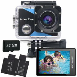 📷🌊 Action Cam FHD 1080P mit 32GB Speicherkarte und Unterwassergehäuse 🚴🏊 Angebot bei HelloDeals