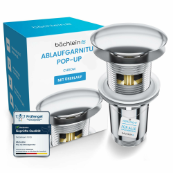 Bächlein Universal Ablaufgarnitur mit Überlauf (Chrom) - Pop Up Ventil für Waschbecken und Waschtisch Angebot bei HelloDeals
