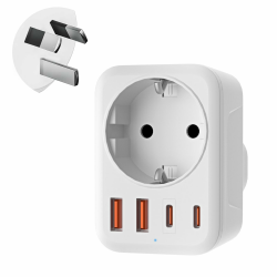 Denlane Adapter Australien, 5 in 1 Reiseadapter mit 1 AC & 2 USB-C & 2 USB-A(3.4A) Angebot bei HelloDeals