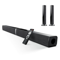 HoYLluDLL 2.0-Kanal Soundbar für TV Geräte, 32 Zoll Teilbare 2-in-1 mit 3D Surround Sound 🎬🔊 Angebot bei HelloDeals