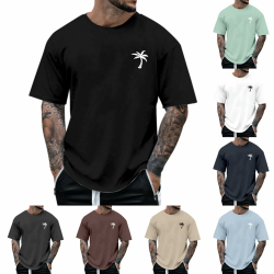 👕🌴 Tshirt Herren Sommer T-Shirts Rundhals Kurzarm Basic Shirts XXS-6XL Angebot bei HelloDeals