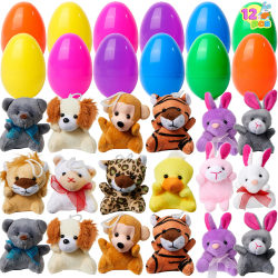 🐰🎁 JOYIN 12 Stück Gefüllte Ostereier mit 12 Mini Plüsch Schlüsselanhänger - Ostern Spielzeug Angebot bei HelloDeals
