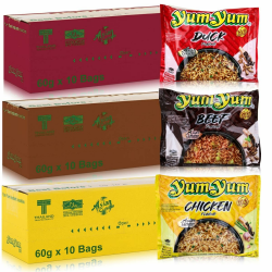 🍜 30 x 60g YumYum Instant Nudelsuppen Ente - Rind - Huhn 🍜 Angebot bei HelloDeals