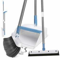 MASTERTOP Besen und Kehrschaufel Set mit Bodenschaber, 3er Kehrbesen Set mit Langem Stiel Angebot bei HelloDeals
