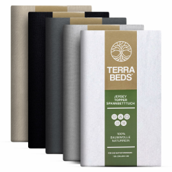 Premium Topper Spannbettlaken 180x200 cm - 200x200cm 160g/m2-100% Hochwertiges Oeko-TEX Baumwoll Jersey Spannbetttuch für Boxspringbett Topper Angebot bei HelloDeals