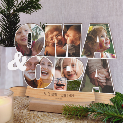 Personalisiertes Oma und Opa Holzbild - Foto Geschenk mit Sockel 🌟🎁 Angebot bei HelloDeals
