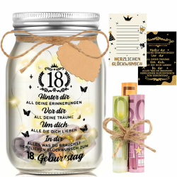Johiux Geschenke zum 18. Geburtstag Mädchen Junge LED Flaschenlicht Geldgeschenke Geburtstag 18 Angebot bei HelloDeals