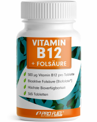 VITAMIN B12 hochdosiert - 365 Tabletten mit 500µg Vit B12 + 200µg Biofolate® Folsäure Angebot bei HelloDeals