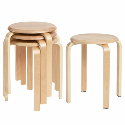 🌟 4er Set Esszimmerhocker - Holzstapelstuhl mit Rutschfester Matte Angebot bei HelloDeals