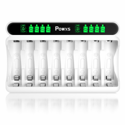 🔋 POWXS Batterie Ladegerät für NI-MH NI-CD AA/AAA Akkus, 8-Ladeplatz Akku Ladegerät mit LCD Anzeige Angebot bei HelloDeals