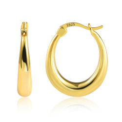 KISSPAT Ovale Creolen Ohrring für Damen - Hypoallergene 925er Silber Gold Ohrringe 😍 Angebot bei HelloDeals