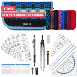 🔷 CALCUSO GEOMETRIE SET PRO in blauer Federmappe mit Zirkel und Geodreieck 🔷 Angebot bei HelloDeals