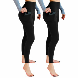 🌟 Leafigure 2er Pack Sport Leggings Damen High Waist Sporthose Damen Mit Taschen Gym Leggings Blickdicht für Sport Yoga Angebot bei HelloDeals