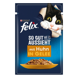 🐱🍽️ FELIX So gut wie es aussieht Katzenfutter nass in Gelee, mit Huhn, 26er Pack (26 x 85g) - Angebot! Angebot bei HelloDeals
