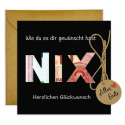JOYEASE Geldgeschenk Verpackung mit Umschlägen als Grußkarte NIX 🎁 - Lustige Geschenke für Männer und Frauen Angebot bei HelloDeals