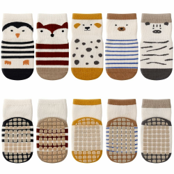 Kyopp 5 Paar Socken Baby Kleinkinder ABS rutschfeste Socken Tiermotive 🧦👶 Angebot bei HelloDeals