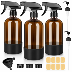3 Stk 480ml Glas Sprühflasche Set 🌿 UV-Schutz & Multifunktionale Düse Angebot bei HelloDeals