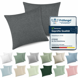 🌟 ATsense 2er Set Kissenbezug 40x40 cm - 100% Gewaschene Baumwolle, Dunkelgrau 😍 Angebot bei HelloDeals