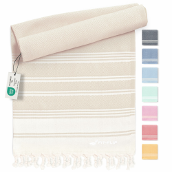 Fit-Flip Hamamtuch aus recycelter Baumwolle ♻ - Saunatuch, Strandtuch, Duschtuch - 100x200cm Diamond 25 Sand Angebot bei HelloDeals