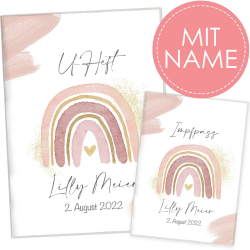🎨 U-Heft- und Impfpasshülle mit Personalisierung | 3-teiliges Set | Wasserfarben Rosa 🌸 Angebot bei HelloDeals