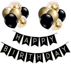 🎈🎉 Luftballons Geburtstag Dekoration Set, Schwarz Gold Geburtstagsdeko Happy Birthday 🎉🎈 Angebot bei HelloDeals