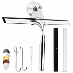 Wunset 25 cm Duschabzieher, Groß Silber Abzieher Dusche - 6-teiliges Set inkl. 2 Ersatz-Silikonlippen Angebot bei HelloDeals