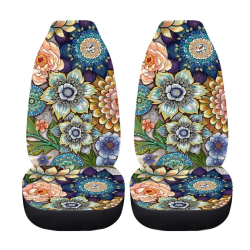 🌺🚗 Autositzbezüge - Bunte Mandala-Blumen, 2er-Set Vordersitz-Schonbezüge Angebot bei HelloDeals