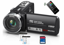 📹 Videokamera 4K Camcorder 48MP mit IR Nachtsicht | 18X Digitalzoom | 30 FPS Webcam Video Kamera 3.0-Zoll 270° Rotation Touchscreen Vlogging Kamera für YouTube 🎥 Angebot bei HelloDeals