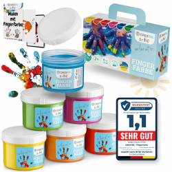 CreaTek - Fingerfarben Kinder ab 2 Jahre 🎨 100% sicher & auswaschbar Angebot bei HelloDeals