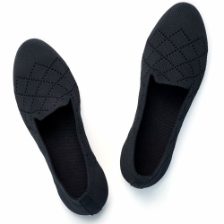 👠 Puxowe Damen Ballerina Flache Schuhe Runde Zehe Strick Kleid Schuhe Niedriger Keil Slip On Ballerina Walking Flats Schuhe für Frauen Bequem Weich 41 EU Schwarz 👠 Angebot bei HelloDeals