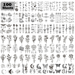100 Blätter Fake Tattoos - Temporäre 3D Wasserdicht Tattoo Set für Frauen und Mädchen 🌟 Angebot bei HelloDeals