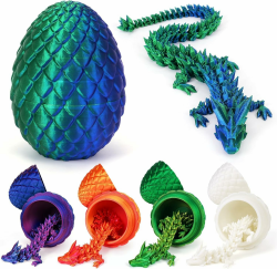 🐉🥚 3D-Gedruckter Drache (28,5 cm) mit Drachenei - Oster-Spielzeug und Deko, Laserdunkelgrün Angebot bei HelloDeals
