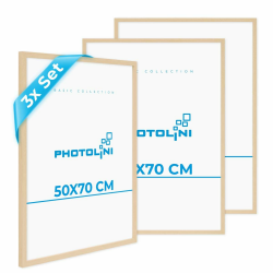 PHOTOLINI Bilderrahmen 50x70 Holz MDF Natur 3er Set 🖼️🌿 50x70 cm Puzzle Rahmen & Acrylglas Angebot bei HelloDeals