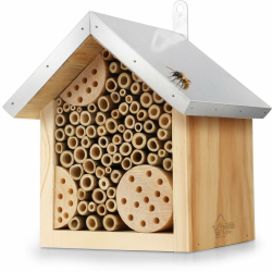 🐝🌿 WILDLIFE HOME Bienenhotel mit Metalldach - Unbehandeltes Naturholz 🌼🪲 Angebot bei HelloDeals