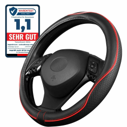 🚗 Lenkradbezug Rot Schwarz in Leder-Optik 🏆 | Universal 37-38 cm für Sommer & Winter Angebot bei HelloDeals