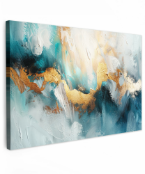 🎨 MuchoWow© Leinwandbilder Groß 120x80 cm XXL - Abstrakt - Gold - Blau - Kunst - Wanddekoration 🖼️ Angebot bei HelloDeals