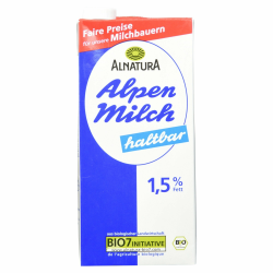 🌿🐄 Alnatura Bio H-Alpenmilch Haltbar 1.5% Fett, 1l Angebot! 🥛 Angebot bei HelloDeals