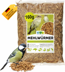 Getrocknete Mehlwürmer 160g - Insektensnack für Vögel, Fische und mehr! 🐦🦎🐠🐢🦔 Angebot bei HelloDeals
