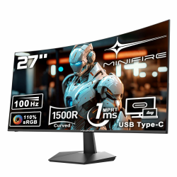 🌟🖥️ Minifire Curved Monitor 27 Zoll 100Hz - Schwarz 🖥️🌟 Angebot bei HelloDeals