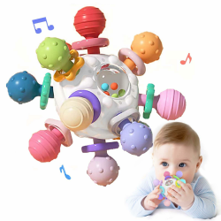 👶 Beißspielzeug Baby ab 3 Monate aus Silikon - Montessori Motorikspielzeug Angebot bei HelloDeals