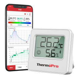 🌡️🏠 ThermoPro TP357 80m Bluetooth Hygrometer Innen Raumthermometer Digital mit APP Angebot bei HelloDeals