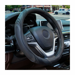 🚗🔥 JNNJ Lenkradbezug Auto - Hochwertiges Mikrofaser-Leder - Sportliches Anti-Rutsch Design - Schwarz Angebot bei HelloDeals