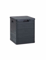 Aufbewahrungsbox für den Garten, 90 Liter, Holzoptik, Anthrazit Angebot bei HelloDeals