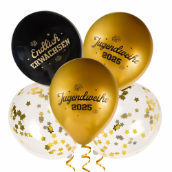 Jugendweihe 2025 Deko Schwarz Gold - Endlich Erwachsen - 24 Stück Jugendweihe Luftballons 🎈🌟 Angebot bei HelloDeals