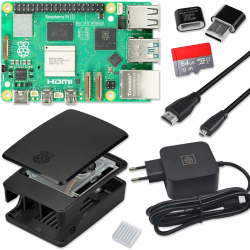 🍇 Raspberry Pi 5 8GB Starter-Kit schwarz 🚀 | USB-C 27W Netzteil | Gehäuse mit Lüfter | 64GB SD Karte | 4K Micro HDMI Kabel Angebot bei HelloDeals