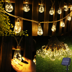 Geemoo Solar Lichterkette Aussen Mit 16 Glühbirnen - Vintage Solarlichterketten 🌞🌿 Angebot bei HelloDeals
