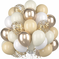 Luftballons Beige Sandweißer, 60 Stück Champagner Gold Mattes Weiß Helium Ballon, Aprikose Creme Weiss Nude Gold Konfetti Latex Ballons Angebot bei HelloDeals