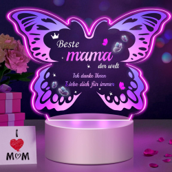 Acryl Schmetterling Nachtlicht für Mama 🦋 Beste Mama der Welt 🎁 Angebot bei HelloDeals