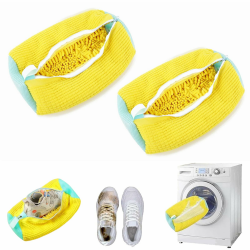 👟🧼 2 Stück Schuhbeutel Waschmaschine - Wiederverwendbarer Schuhwaschbeutel für alle Schuharten und Größen (Gelb) Angebot bei HelloDeals